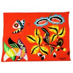 Kennedy Bahia - Tapeçaria com decoração de ave, borboleta e folhas. Assinado, cid. 99 x 130 cm.