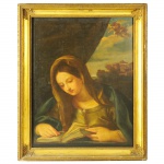 Escola Europeia, Virgem Maria. Óleo sobre tela. Séc. XVIII. 80 x 62 cm. Acompanha moldura revestida a ouro.