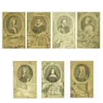 Conjunto com 7 gravuras. Europa, Séc. XIX. 37 x 24 cm.