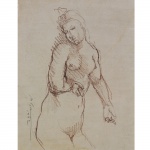 Marcelo Grassman (1925-2013), "Mulher Nua". Desenho. assinado, cid e datado de 1972. 48 x 33 cm.