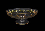 BACCARAT  MAGNIFICO BOWL PARA SERVIÇO EM CRISTAL DECORADO COM GUIRLANDAS FLORAIS E FILETES EM OURO. ESTILO IMPÉRIO. FRANÇA, INICIO DO SEC. XX. 25 CM DE DIAMETRO.