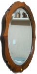 ESPELHO - oval  bisotado, circundado de madeira de lei borda ondulada 80x70 cm