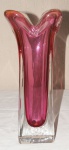 VASO - murano rosa, borda com ondulações - 33 cm