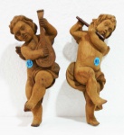 ANJOS(2) - de parede em madeira esculpida, com instrumentos 28 cm