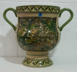 CACHEPÔ - em cerâmica italiana pintada com motivo de floresta, dias alças 30 cm