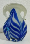 SOLIFLOR - em cristal pesado, azul e branco Studio Glass 21x15 cm