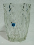 VASO - vidro cristalizado sextavado, lapidação em sulcos-20 cm