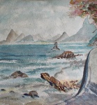 Yutaka Takaoka, Aquarela iconográfica, vista do Rio de Janeiro, assinada medindo 22,5 x 21 cm.