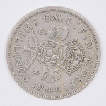 lote composto por uma moeda do Reino Unido de 2 Shillings cunhada em 1949.