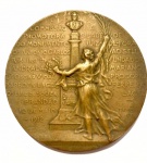 Medalha Comemorativa, Mariano Procópio Ferreira Lage - Inauguração de Monumento em Juiz de Fora / MG, Gravador T.Szirmai e datada de 1912, Bronze 6,6 cm de diâmetro.