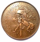 Medalha em cobre, Comemorativa do Governo de  Marechal Floriano Peixoto - Arado 1894.marca do gravador, Carneiro, medindo 5 cm de diâmetro.