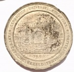 Medalha Exposição Universal de Anvers 1885, em estanho medindoo 7 cm de diâmetro.       https://fr.wikipedia.org/wiki/Exposition_universelle_de_1885