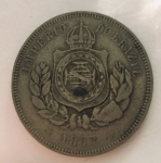 Moeda 200 Reis, Brasil Imperial, cunhada em 1877.