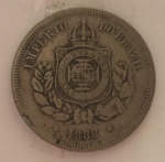 Moeda 100 Reis, Brasil Imperial, cunhada em 1888.