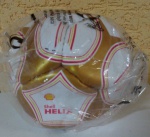 Bola de futebol SHELL HELUX (pequena), NOVA (vazia, precisa enchimento a ar), CONTEMPORÂNEA - SEM USO.