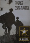 Placa Military U.S.Army, (There's strong, then there's army strong), em chapa de metal estampada, manufatura Mix Full, 40 X 25 centímetros, nova.