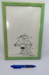 Ziraldo - Desenho com dedicatória aos colegas do Miguel de Cervantes - 1995. A moldura mede 23 x 33 centímetros.