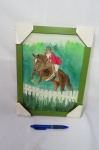 Mariah Hazen - quadro: Amazona saltando com seu cavalo. A moldura mede 26,3 x 34,5 centímetros.
