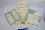 Antigos Documentos datados de 1951/1954 (Seguro, Recibo, comprovantes de importação) de um veículo Crevrolet Fleetline Delixe de 1951.