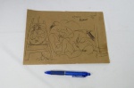 Impressão erótica de Picasso - apresenta um pequeno furo próximo ao cavalete