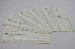 Lote com 06 folhas de cheques do então Banco Itaú América S.A., datados do ano de 1972, sem valor comercial, servindo apenas para colecionadores.