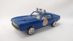 Brinquedo antigo Ford mustang de polícia - Gordy State Police - Fabricado em plástico com as rodas girando livres - Mede 14cm