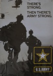 Placa de propaganda do Exército americano, (There's strong, then there's army strong), em chapa de metal estampada, manufatura Mix Full, 40 X 25 cm // U.S.Army, nova, no lacre.