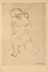 Di Cavalcanti, Emiliano antiga prancha representando figura feminina. Assinada na prancha. Aprox. 54 x 36 cm.