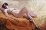 Antonio Parreiras - Giclê de obra representando mulher desnuda. 36 x 53 cm.