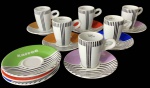 PORCELANA SCHMIDT- lote contendo 6 xícaras para café muito elegantes e de cores diversas.
