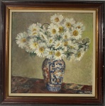 Quadro óleo s/ tela, vaso de flores, sem assinatura, medindo: 44 cm x 44 cm e 57 cm x 57 cm