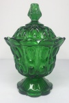 Pequena compoteira em vidro verde com tampa - 23cm x 20 cm
