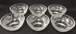 6 lindos bowls de cristal lapidados em toda volta com flores  christofle - 13cm diâmetro x 7cm altura