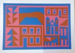 JORGE  DOS ANJOS - Símbolo de Minas - Azul  - Gravura Assinada - ACID - PI - Mede: 59 x 40 cm