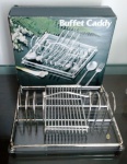 Porta Talheres em metal prateado Buffet Caddy - Nunca usado