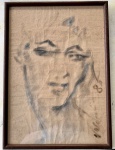 Pastel - figura feminina, assinatura não identificada. Datado de 1985. Med. 44x31cm.