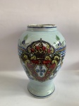 Alcobaça - Antigo vaso de cerâmica vitrificada, Português, Med. 23cm de altura. 13cm de diâmetro.