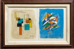 Leopoldo Raimo - Geométrico - Guache sobre papel. Datado de 1955. Obra med. 25x21cm, cada. Acondicionados em moldura única, envidraçada.