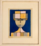 Milton da Costa - (1915-1988) - "Mulher com chapéu". Guache sobre papel, assinado. Med. 24x19,5cm.