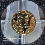 França, 5 euros, 2014, OURO0,5g, 11mm , tiragem 5000, Copa do Mundo 2014