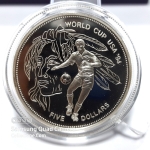 Barbados, 1994, 5 dollares, Prata 28,28g, 38,6mm Copa do Mundo 1994