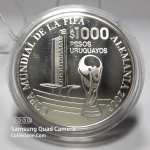 Moeda Uruguai, 1000 pesos, prata 27g, 40mm, Emissão 900 moedas - Copa de 2006 Alemanha
