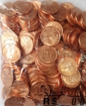 10 moedas de 1 centavo de 1999 retiradas do Sache FC
