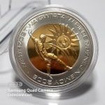 Polonia, 2006, 10 Zotych, Prata c/ Banho Ouro 999, 14,14g, copa do mundo 2006, 32mm, Bimetálico: ouro (.999) banhado a ouro (.925) centro em anel de prata