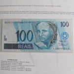 Folder de 100 reais com a Cédula de 100 reais ESCASSA . 1ª Familia - SOB/FE