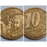 Brasil - Moeda de 10 Centavos de 2005 - Reverso Invertido