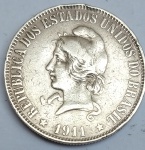 Brasil - Moeda de 2.000 Réis de 1911 - XX GRAMAS - PRATA - SOBERBA - LINDA
