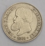 Brasil - Moeda 500 Réis de 1868 - PRATA -CABEÇA - SOBERBA - (EV09)