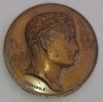 França - RARA Medalha de bronze de Napoleão medalhão Coin por Andrieu F arco francês arco do triunfo - GRAVADO ANDREU REVERSO GRAVADO ALBERT HERGEMONT - BRONZE 39Gr 40mm - (EV28)