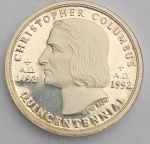 Estados Unidos  - Medalha 1 Onça - Christopher Columbus - 500 anos do Descobrimento da AMÉRICA (1492-1992) - PRATA  .999 - 32 Gr 40mm - (EV29)
